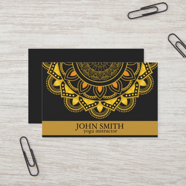 Modern Mandala Yoga Instructor Busines Business Ca Card (Front/Back In Situ)