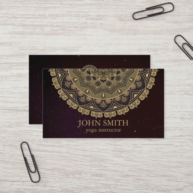 Modern Mandala Yoga Instructor Busines Business Card (Front/Back In Situ)