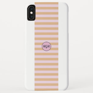 Modern Mango Orange and Pink Striped Monogram iPhone XS Max Case