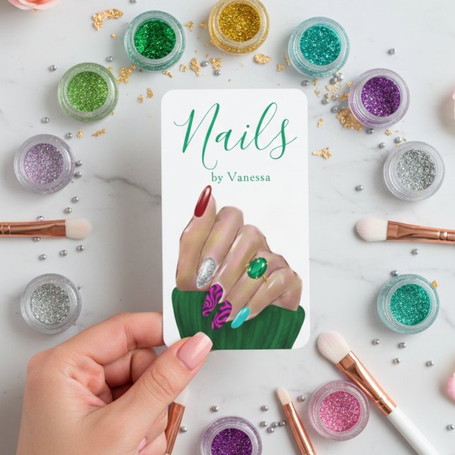 Modern Manicurist Artist Chic Nail Studio QR Code Business Card (Creator Uploaded)