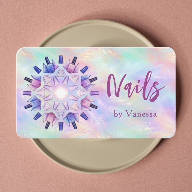 Modern Manicurist Iridescent Opal Stylish Business Business Card (Creator Uploaded)