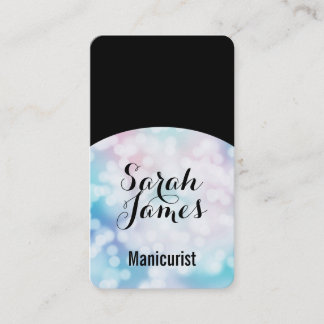 modern manicurist nail artist blue manicure business card