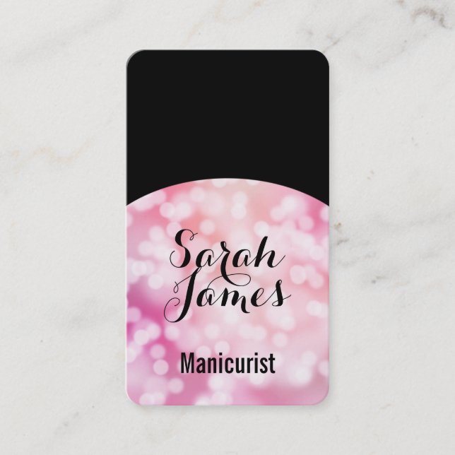 modern manicurist nail artist pink manicure business card (Front)