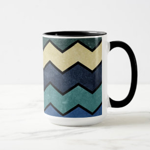 Modern Manly Blue Chevrons Mug