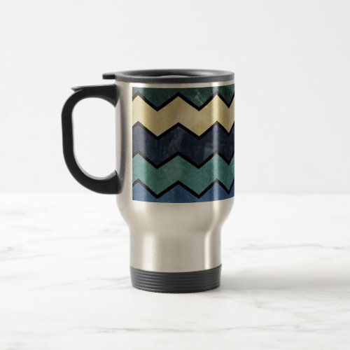 Modern Manly Blue Chevrons Travel Mug