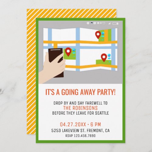 Modern Map Colorful Farewell Party Invitation
