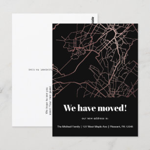 Modern Map New Address Announcement Postcard
