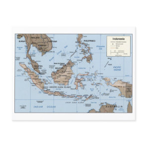 Modern Map of Indonesia Postcard