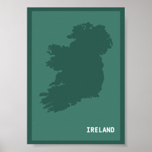 Modern Map Of Ireland / Éire   Irish Emerald Isle Poster