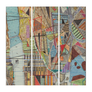 Modern Map of New York I 8 Triptych
