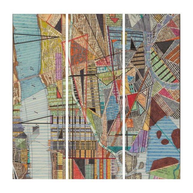 Modern Map of New York I 8 Triptych (Front)