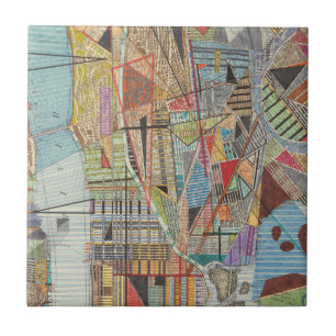 Modern Map of New York I Ceramic Tile