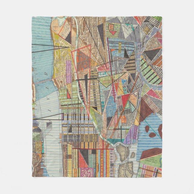 Modern Map of New York I Fleece Blanket (Front)