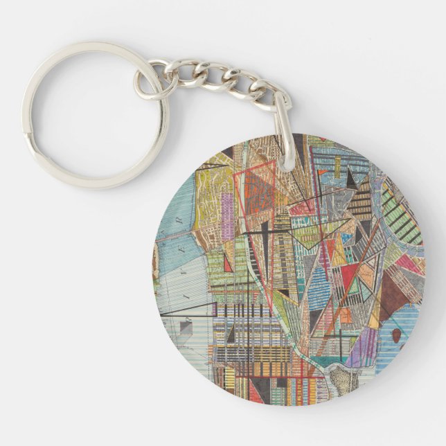 Modern Map of New York I Keychain (Front)