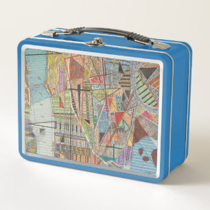 Modern Map of New York I Metal Lunch Box