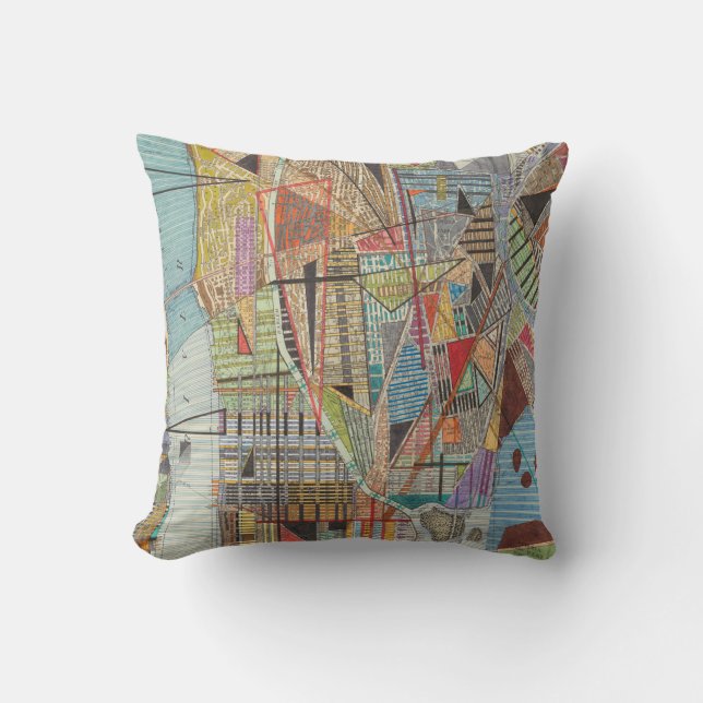 Modern Map of New York I Throw Pillow (Front)