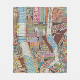 Modern Map of New York II Fleece Blanket