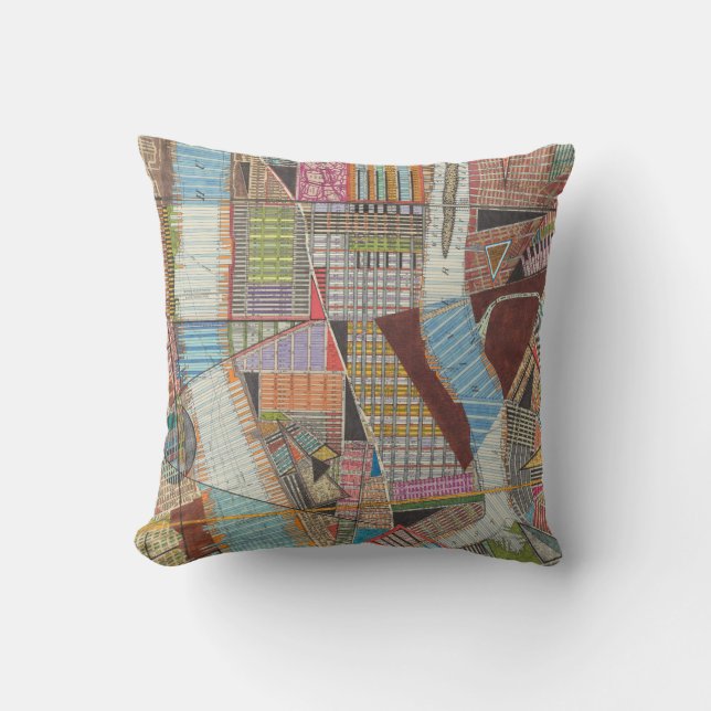 Modern Map of New York II Throw Pillow (Front)
