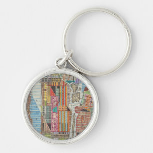 Modern Map of New York III Keychain