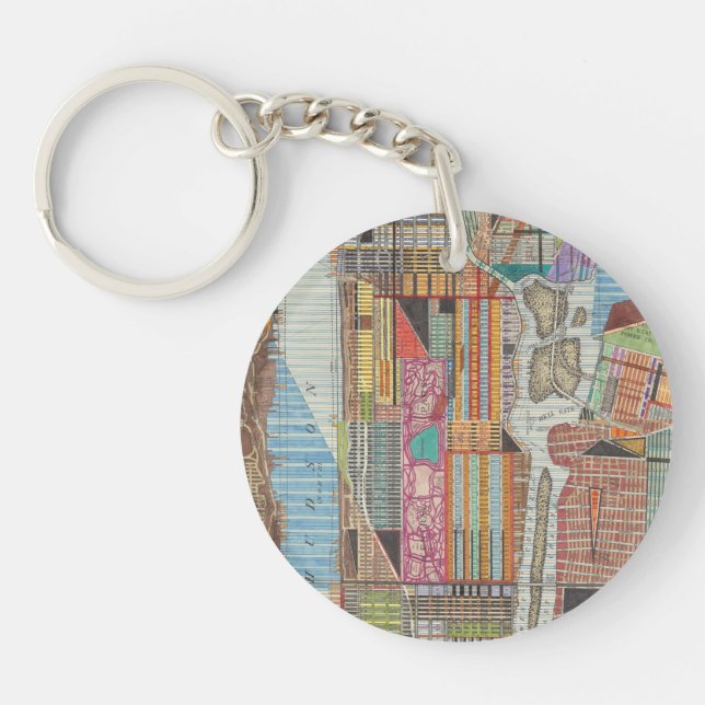 Modern Map of New York III Keychain (Front)