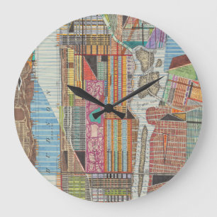 Modern Map of New York III Large Clock