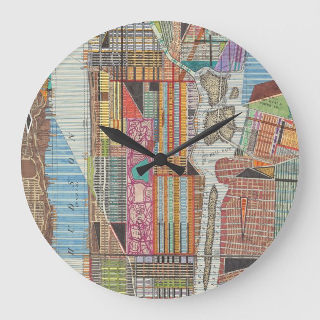 Modern Map of New York III Large Clock (Front)