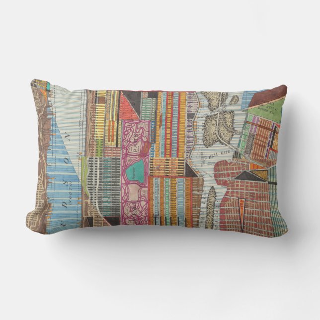 Modern Map of New York III Lumbar Pillow (Front)