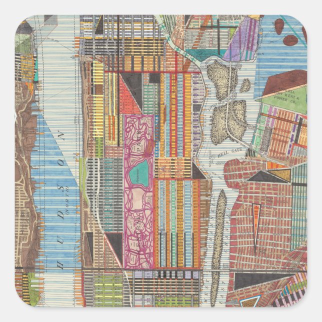 Modern Map of New York III Square Sticker (Front)