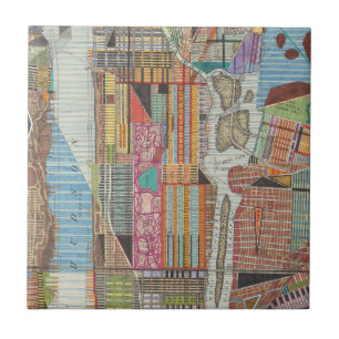 Modern Map of New York III Tile