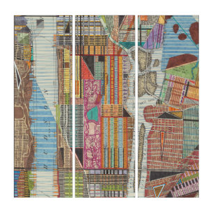 Modern Map of New York III Triptych