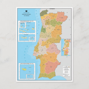 Modern Map of Portugal Postcard
