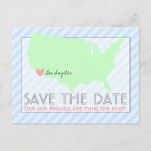 Modern Map Save the Date Postcard