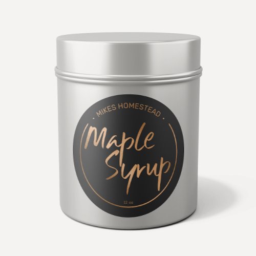 Modern Maple Syrup Copper Gold And Black Classic Round Sticker