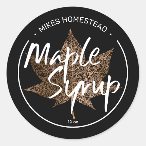 Modern Maple Syrup Label Copper Maple Leaf