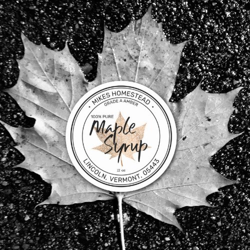 Modern Maple Syrup Label Copper Maple Leaf