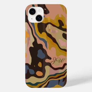 Modern marbeled abstract with custom monogram Case-Mate iPhone 14 plus case