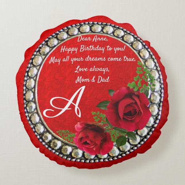 Modern Marble Abstract Double Sided 2 Designs Rose Round Pillow (Back)