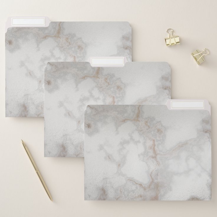 Modern marble abstract gray silver pink print file folder Zazzle