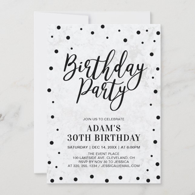 Modern marble Adult 30th Birthday Party Invitation (Front)