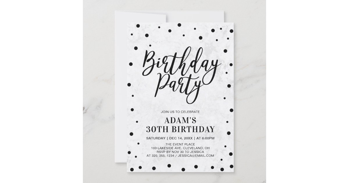 Modern marble Adult 30th Birthday Party Invitation | Zazzle