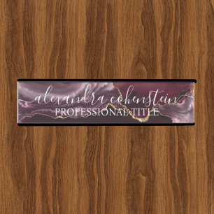 Modern Marble Agate Burgundy Office Door Sign