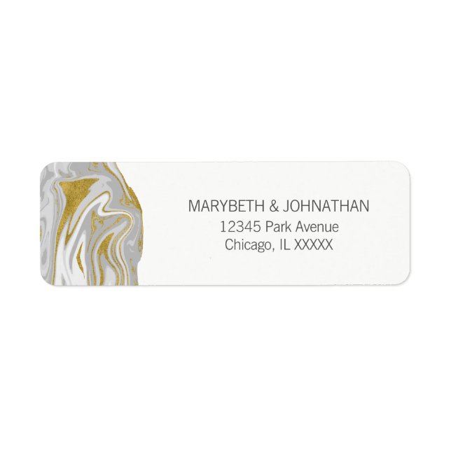 Modern Marble and Gold Wedding Address Label (Front)