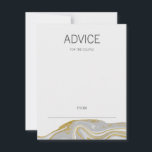 Modern Marble and Gold Wedding Advice Card<br><div class="desc">A faux simulated gold foil design incorporated into a marble look. Personalize the custom text above. You can find additional coordinating items in our "Modern Marble and Gold Wedding" collection.</div>
