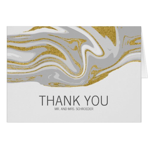Modern Marble and Gold Wedding Thank You Card