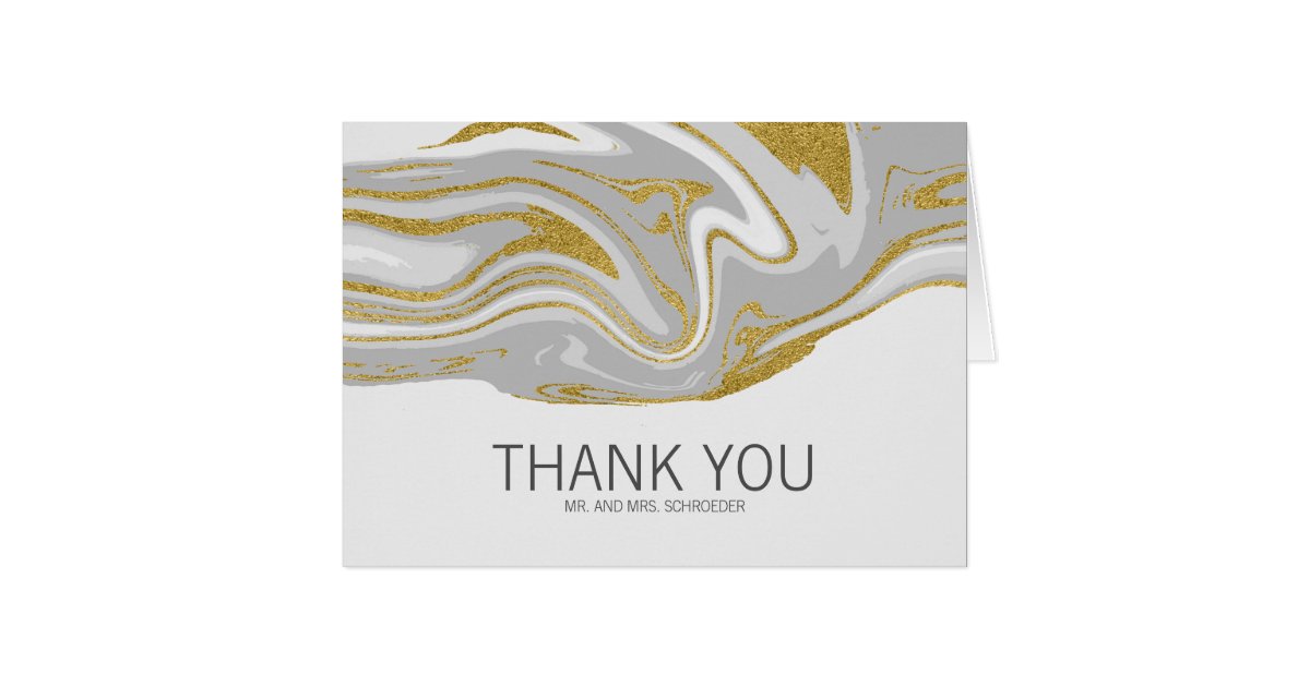 Modern Marble and Gold Wedding Thank You Card | Zazzle