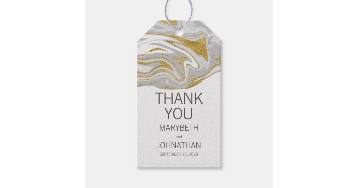 Modern Marble and Gold Wedding Thank You Gift Tag | Zazzle