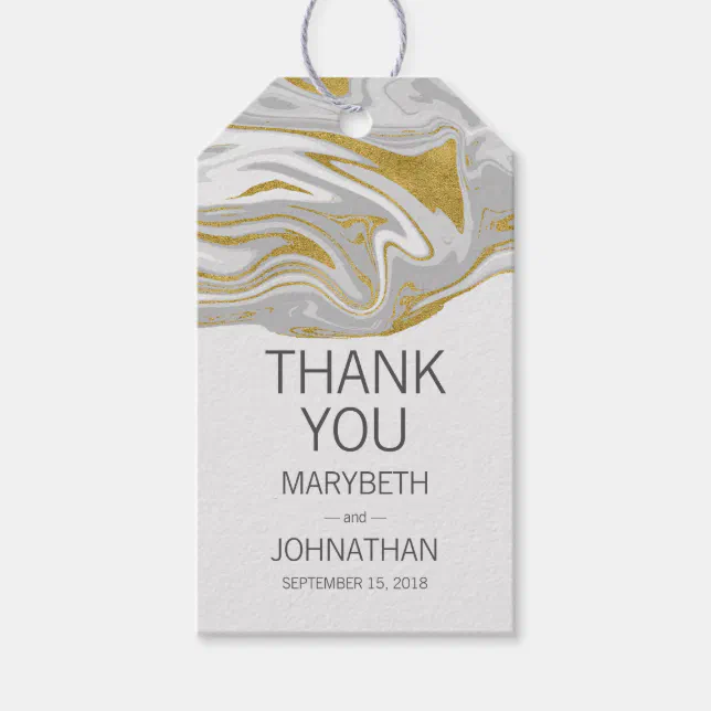 Modern Marble and Gold Wedding Thank You Gift Tag | Zazzle