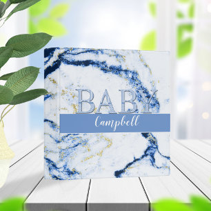 Modern Marble Baby Blue 3 Ring Binder