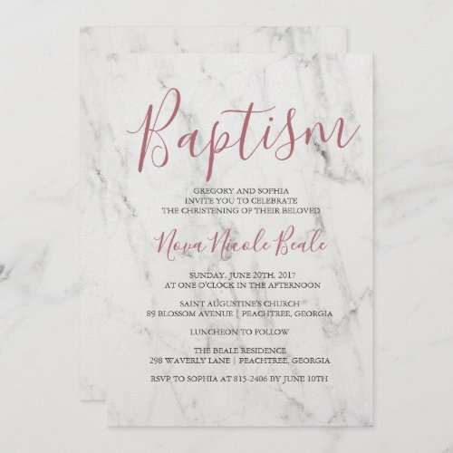 Modern Marble Baptism Invitation