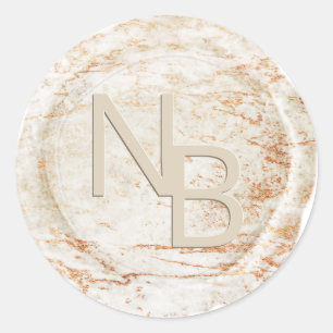 Modern Marble Beige Monogrammed Wax Seal Sticker